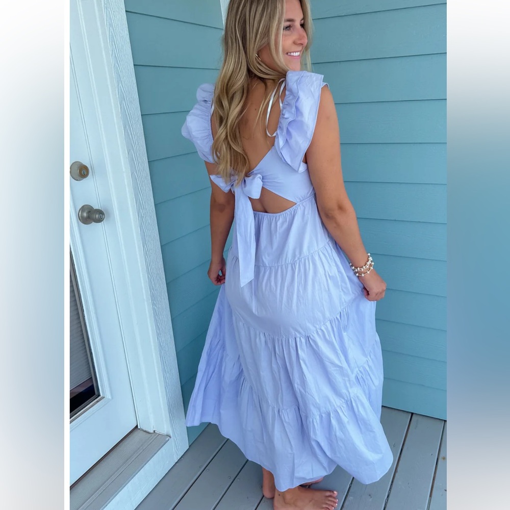Lilac Ruffle Sleeve Dress - Picture 2 of 9